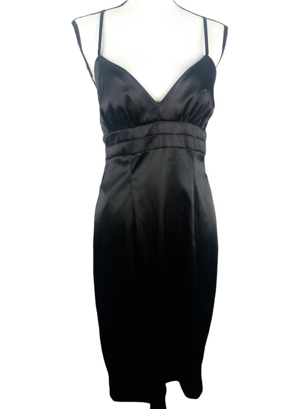 Intrigue Low Back Dress Size 10 Satin Black